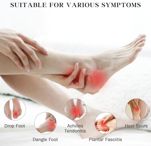 Upgraded Plantar Fasciitis Night Splint, Adjustable Straps Plantar Fasciitis Relief, Supportive Foot Braces with Arch Cushion for Achilles Tendonitis, Foot Drop & Heel Spur Pain Relief Day & Night (Black)