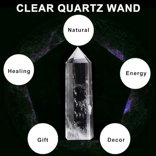Crystal Towers Natural Healing Crystal Point Obelisk Hexagonal Wands Reiki Energy Balancing Chakra Meditation Therapy Gift for Women Men, Clear Quartz, 2" to 2.5"