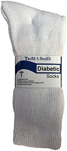 Yacht & Smith 6 Pairs of Loose Fit Non-Binding Soft Cotton Diabetic Crew And Ankle Socks, Bulk Value Pairs