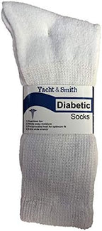 Yacht & Smith 6 Pairs of Loose Fit Non-Binding Soft Cotton Diabetic Crew And Ankle Socks, Bulk Value Pairs
