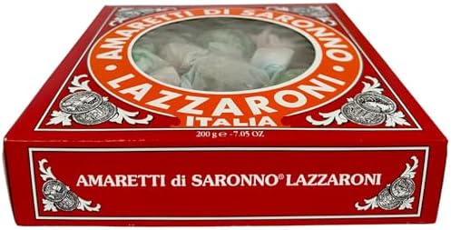 Lazzaroni Amaretti Di Saronno Biscotti Cookies from Italy 7.05 oz. (200g) Crispy Amaretto Biscuits - Macarons - Individually Wrapped - Classic Crunchy Biscottini - Christmas - Similar to Cantucci