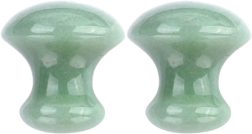 Uonlytech Ice Roller 2Pcs Facial Tools, Green Jade Quartz Massage Rollers Stones Scraping Massage Tool for Women Home Spa