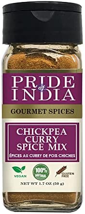 Pride of India - PACK of 6 - Chickpea Curry Masala Seasoning Spice – Authentic Indian Taste – Spice Blend for Curry Dishes – Gourmet & Flavorful Mix – 1.7 oz. Small Dual Sifter Bottle
