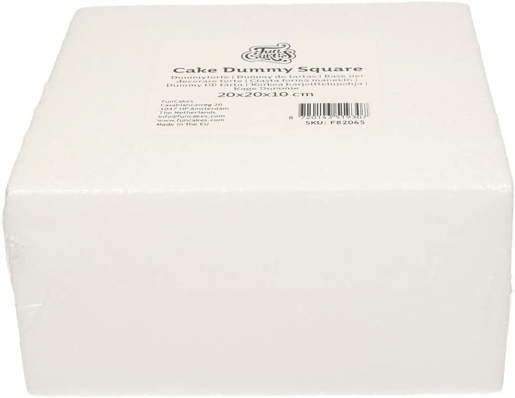 FunCakes Cake Dummy Square: Cake decorating, Reusable dummy, Make the perfect square dummy, 20x20x10 cm