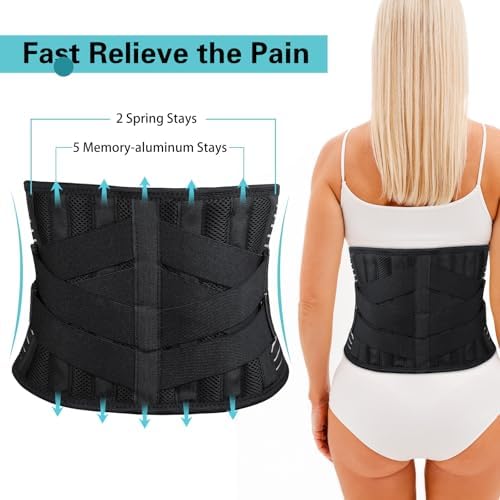Back Brace for Lower Back Pain Relief, Anti-skid Lumbar Support Belt With Mesh for Women Men, Adjustable Lumbar Support Brace for Sciatica, Scoliosis, Body Shape Waist Trainer for Heavy Lifting, Gym, Workouts (XXL)