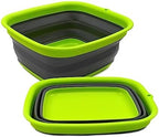 SAMMART Set of 2-7.7L (2 Gallon) Collapsible Tub - Foldable Dish Tub - Portable Washing Basin - Space Saving Plastic Washtub (2, Dark Grey)
