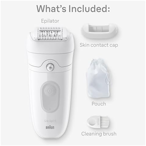 Braun Epilator Silk-épil 5, Hair Removal Device, Women Shaver & Trimmer, Wet and Dry, Includes Skin Contact Cap, SE5-011, Grey