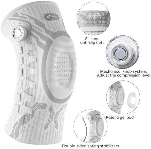 Kuangmi Smart Knee Brace with Adjustable Compression Knob, Micro-Adjustable Support for Perfect Fit, Pain Relief from Arthritis, Meniscus Tear, 2 Pack, W-XL