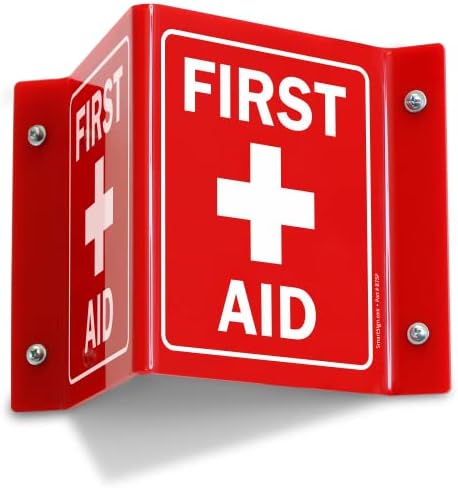 SmartSign - S2-0298-RD-AV-06 “First Aid” Projecting Sign | 5" x 6" Acrylic, 1 Count (Pack of 1)