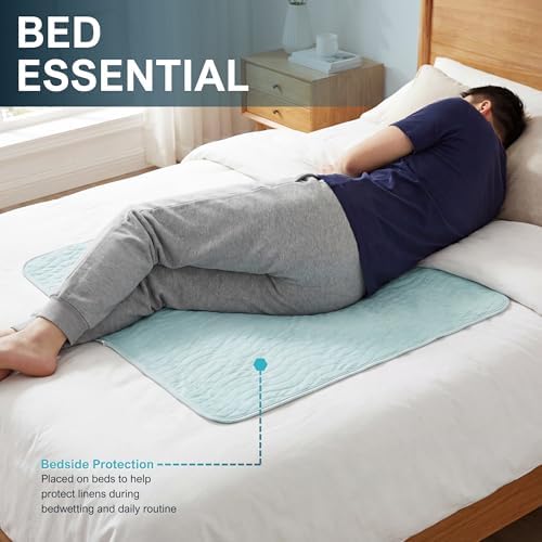 MED PRIDE Reusable Underpads 34 x 36 Inch, 4 Pack Washable Bed Pads, Waterproof Incontinence Bed Protectors, High Absorbency Reusable Chux Pads for Bed, Chair, Sofa & Pet Use