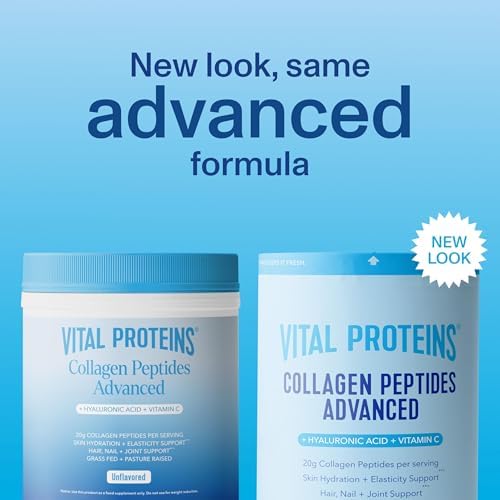 Vital Proteins Collagen Peptides Powder Advanced with Hyaluronic Acid & Vitamin C, Collagen Supplements, Unflavored, 12 Servings