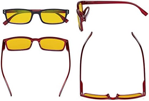 Eyekepper Classical Rectangular Frame Spring-Hinges Computer Reading Glasses Readers Orange Tinted Lenses Eyeglasses