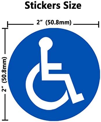 Disabled Wheelchair Symbol Labels | Handicap Signs Stickers 2 inch Round Convenient Decals for Handicapped Parking 60 pcs