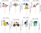 Space Cupcake Toppers,24 PCS Astronaut Cupcake Toppers,Space Birthday Decorations,Space Themed Party Decorations