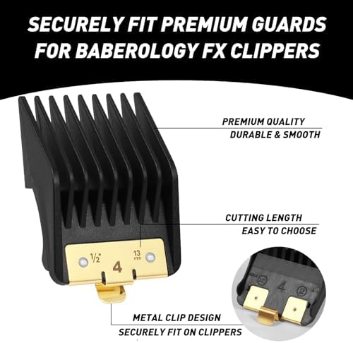 8 Pack Premium Clipper Guards Fit for BaBylissPRO Barberology FX870, FX890, FX825, and FX673 Clippers, Replacement Guards with Metal Clip - From 1/16-3/4 inch Snap on Comb Set for Babyliss Clippers