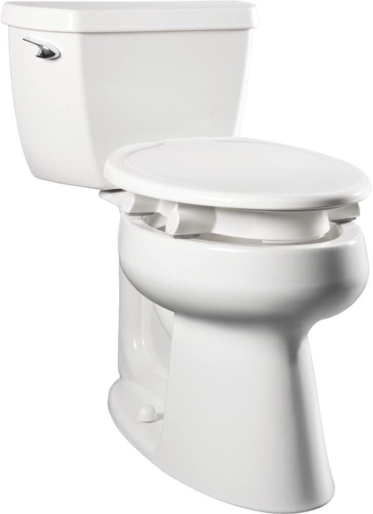 Bemis Assurance 3" Raised Toilet Seat for Seniors, Made in USA, Secure Hinges, Clean Shield Guard, Elongated, White