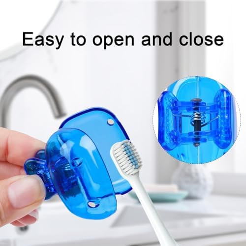 4 Pack Toothbrush Head Covers Protector Cap Brush Pod Case Protective Portable Plastic Clip Travel(blue red green grey)