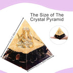 Natural Obsidian Orgone Pyramid, Orgonite Crystal Healing Pyramid with Built-in Buddha Statue, Attract Wealth Success, Prosperity, Balance Chakra Used for Meditation & Healing, 6cm