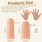 Gel Finger Cots, Silicone Finger Protectors, Fingertip Bandages Band-aids for Dry Skin, Cracked Fingertip Treatment,Thumb Protector Covers for Hand Eczema Finger Arthritis (20pcs)