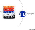 MEALGUET Pack of 5 Comfort Silicone Medical Alert ID Type 1 Diabetic Type 2 Diabetic Wristband Awareness Diabetic Bracelet for Kid Boys Girls, 6.7"