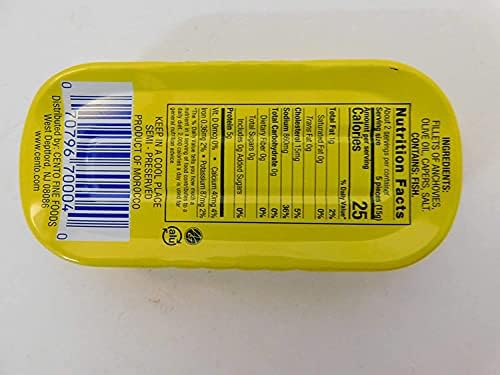 Cento Rolled Fillets Anchovies with Capers in Olive Oil, 2 ounces (56 g) (Pack of 5)
