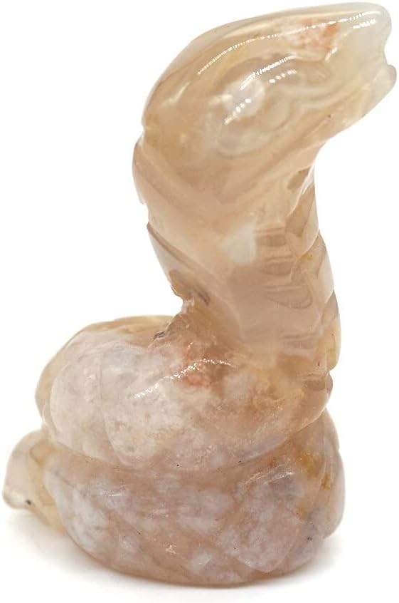1.5" Amethyst Animals Figure Rose Quartz Owl Statue Blossom Agate Wolf Lapis Lazuli Elephant Natural Stones Healing Crystal Gift (Color : Blossom Agate-S)