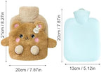 Hot Water Bottle with Cover, Hot Water Bottle with Cute Plush Cover, Super Soft Plush Cover for Pain Relief Headaches Cramps and Winter Warmth