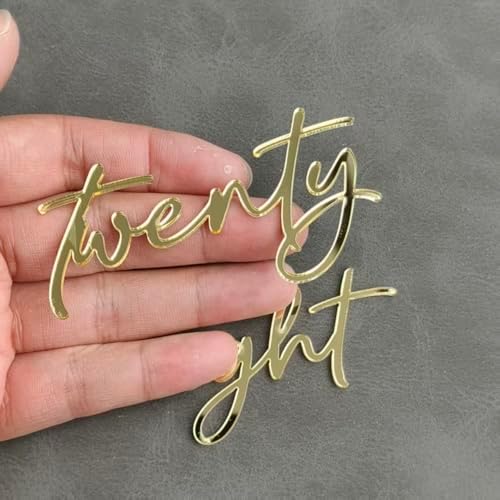 Gold Acrylic Twenty Eight Cake Topper, Mirror 28th Birthday Party Cake Decoration, Cheers to 28 Years Party Cake Decorations, 28th Anniversary Party Supplies.