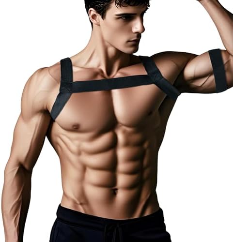 Men's Harness Belt Costume Elastic Nylon Body Chest Harness Belt for Men, Shoulder Sexy Punk Body Harness, Adjustable Buckle Clothes Outfits, Nightclub Cosplay Clubwear