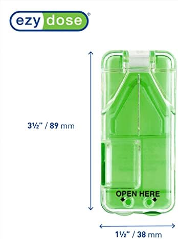 EZY DOSE Pill Cutter and Splitter with Dispenser, Daily Usage, Safely Cut Pills, Vitamins, Tablets in Half or Quarters, Accurate and Easy Cutting, Stainless Steel Blade, Travel Sized, Green, BPA Free