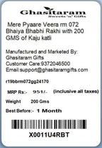 Ghasitaram Gifts Rakhis Online- Mere Pyaare Veera rm 072 Bhaiya Bhabhi Rakhi with 200 GMS of Kaju katli