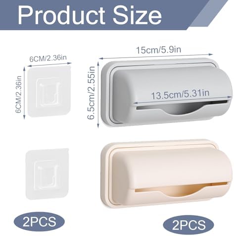 2 Pcs Trash Bag Dispenser,Garbage Bag Dispenser,Trash Can Liner Dispenser for Bottom of Can, Wall Mount Garbage Bag Dispenser Kitchen Bathroom Toilet Storage Organization with Two Hooks