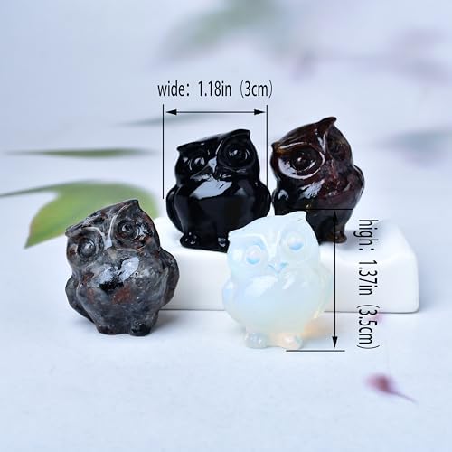 Natural Garnet Crystal Owl Decor Healing Stone Crystal Pocket Figurine Statue Hand Carved Polished Natural Gemstone Office Desk Meditation Spiritual Gift