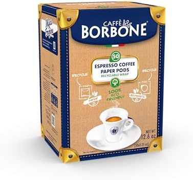 Caffè Borbone Espresso Paper Pods, Black Blend, Intense and Robust, Medium Roast ESE Pods, Authentic Italian Espresso - 50 Count