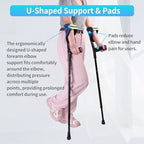 Forearm Crutches for Adult Men or Women with Cushion, 1 Pair, Adjustable, Foldable Arm Crutch with Elbow Strap, Light and Portable Crutches for Patients