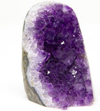 Natural Amethyst Cluster with Polished Edges [2 to 2.5 lb.] Real Raw Geode Healing Crystal Rock from Uruguay Deep Purple Decor and a FREE Velvet Pouch of Rose Quartz