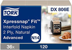 Tork Xpressnap Fit Natural Dispenser Napkin N14, Compostable 2-ply, 36 packs x 120 napkins, DX806E