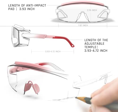 Anti Fog Safety Glasses Safety Goggles Over Glasses Protective Glasses with Anti Scratch Lenses Adjustable