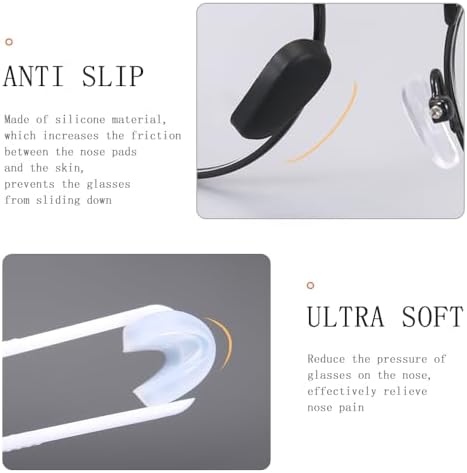 18 Pairs Eyeglass Nose Pad Covers, Anti Slip Eyeglasses Nose Pad Silicone Nose Pad Replacement for Screw-in Glasses Sunglasses Ultra Soft with Glasses Clean Cloth (Small, White)