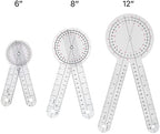 Goniometer Set 3 Pieces of 6/8/12 Inch Occupational Physical Therapy Protractor Tool Measurement Angle Ruler Kit Plastic 360 Degree Universal (3pc)
