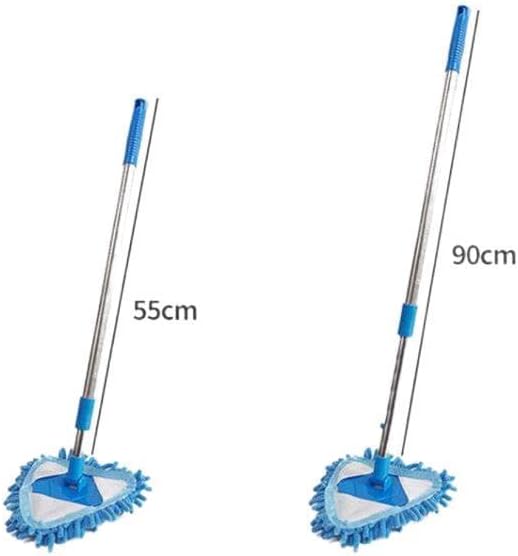 Triangle Cleaning Mop, 55-90cm Adjustable Long Handle Chenille Duster, 180° Rotatable Wall & Floor Scrubber, Wet and Dry Use for Bathroom, Window, Ceiling, Corner Cleaning