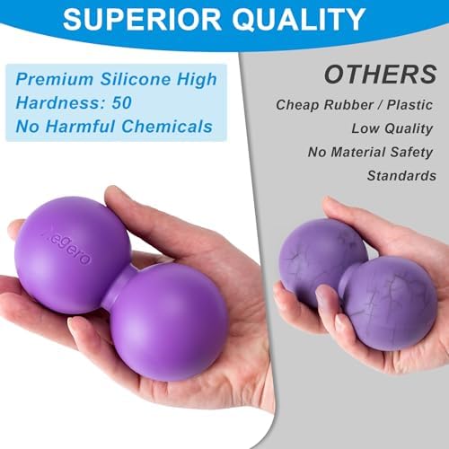 Aegero Peanut Massage Ball-Double Lacrosse Massage Ball, Mobility Ball for Myofascial Release,Yoga Therapy,Trigger Point Therapy,Muscle Knots and Acupoint Massage (Blue Firm Ball)