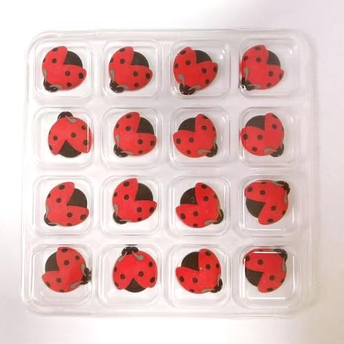 PhilaeEC 16 PCS Edible Ladybug Icing Cake Decoration Candy Sprinkle Cupcake Topper Ice Cream Cookies Frosting Decoration