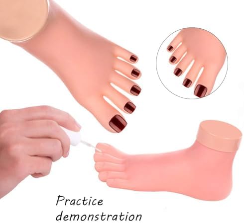 AORAEM Practice Fake Foot Flexible Movable Soft Silicone Fake Foot Tool for Nails Training Display Pink