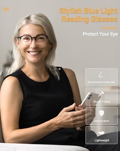 JOLISU 5 Pack Reading Glasses For Women/Men-Blue Light Blocking Computer Reader W/Round Frame - Retro Clear Lens Fake Eyeglasses（1.5）