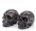 2" Skull Statues Black Meteorite Crystal Hand Carved Figurines Sculpture Reiki Healing Stone Home Decoration Gift