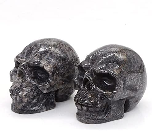 2" Skull Statues Black Meteorite Crystal Hand Carved Figurines Sculpture Reiki Healing Stone Home Decoration Gift