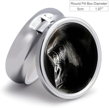 an Adult Gorilla Pill Box with 3 Compartments and Mirror Portable Pocket Pill Case Metal Travel Medicine Organizer Purse Medicine Holder for Vitamin Supplement Fish Oil
