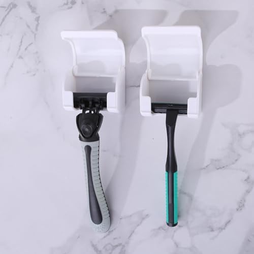 Bathroom Razor Holder, Space-Saving Bathroom Storage Rack, self-Adhesive Waterproof Hook, can Hold Razors of Brands, Grey