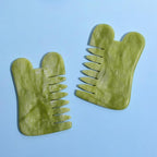 Gua Sha Comb Tool, Natural Green Jade Stone Scalp Massage Comb, Facial GuaSha Tool for Lift and Puffiness, Jade Gua Sha Scraping Therapy Massager for Full Body Relax